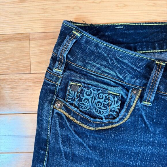 VTG Y2K Silver Jeans Belle Star Flare Low Rise Denim Jeans 31/33 Western Glove - Picture 5 of 12